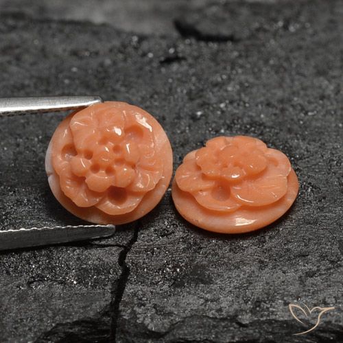 Gemme di Corallo Rosa medio naturale da 4.26 ct, Taglio a fiore, Opaco