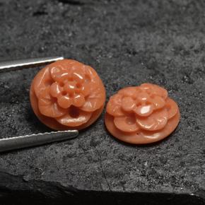 Corallo naturale rosa da 5,05 ct, taglio fiore, opaco