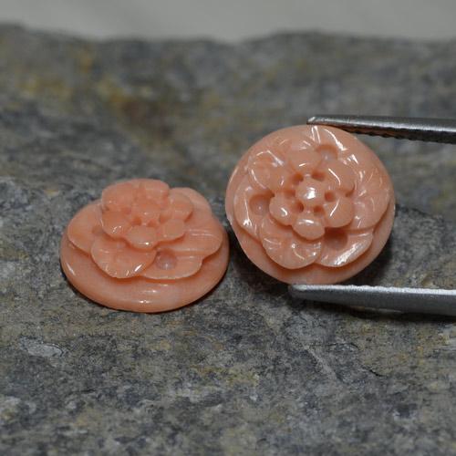Corallo naturale rosa da 4,93 ct, taglio fiore, opaco