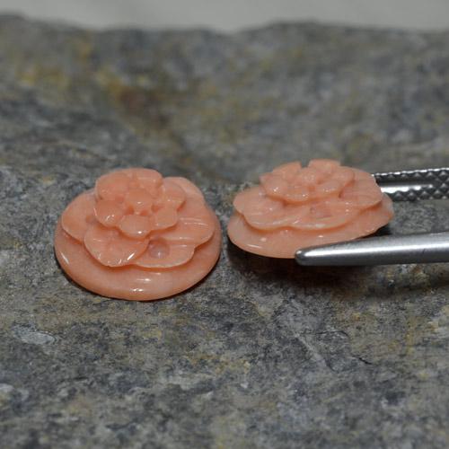 Corallo naturale rosa da 4,93 ct, taglio fiore, opaco