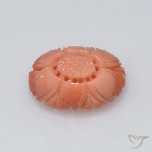 Corallo salmon pink   naturale da 3,81 ct, taglio fiore, opaco