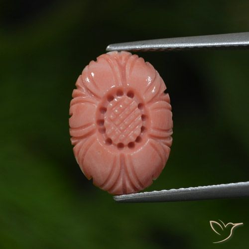 4.07ct Naturale rosa lampone Corallo, Taglio a fiore, Opaco