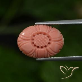 Corallo rosa lampone naturale da 4.07 ct, Taglio a fiore, Opaco