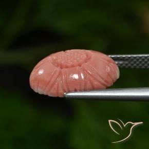 Corallo rosa lampone naturale da 4.07 ct, Taglio a fiore, Opaco