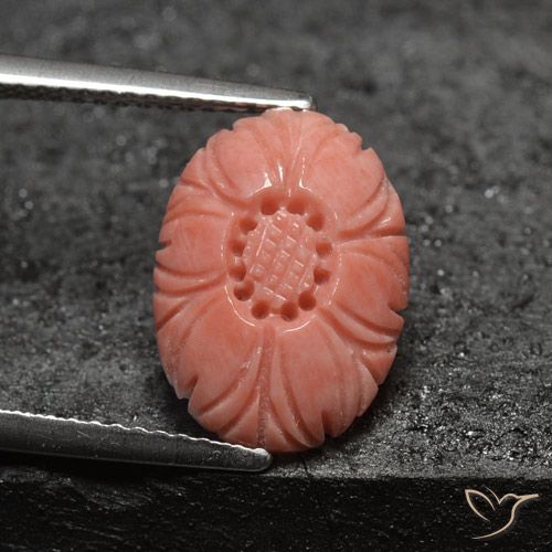Corallo naturale rosa da 3,21 ct, taglio fiore, opaco