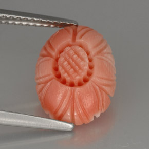Corallo naturale rosa da 2,52 ct, taglio fiore, opaco