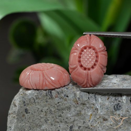 Gemme di Corallo Rosa medio naturale da 9.38 ct, Taglio a fiore, Opaco