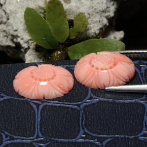 Gemme di Corallo Rosa medio naturale da 7.41 ct, Taglio a fiore, Opaco