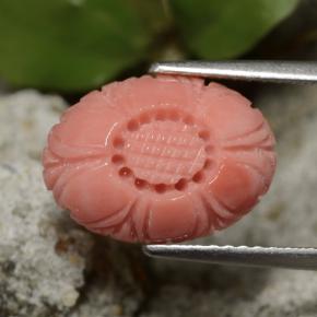 Corallo naturale rosso da 3,67 ct, taglio fiore, opaco