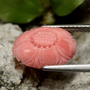 Corallo naturale rosso da 3,67 ct, taglio fiore, opaco