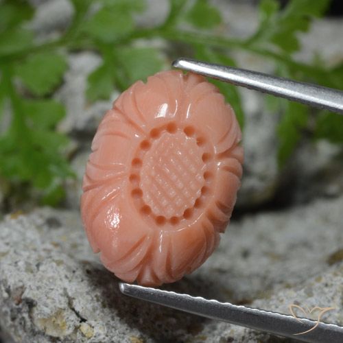 4.11ct Naturale Rosa pesca rosa Corallo, Taglio a fiore, Opaco