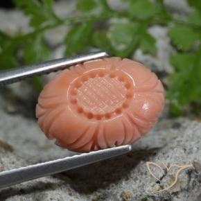 Corallo Rosa pesca rosa naturale da 4.11 ct, Taglio a fiore, Opaco