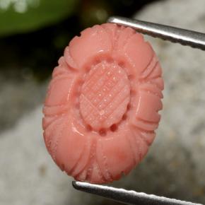 Corallo naturale rosso da 3,10 ct, taglio fiore, opaco