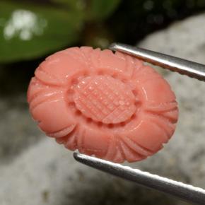 Corallo naturale rosso da 3,10 ct, taglio fiore, opaco