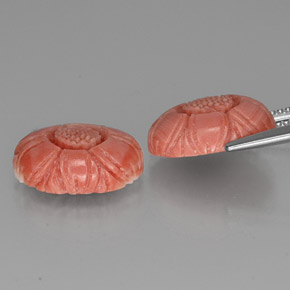 Corallo naturale rosa da 9,33 ct, taglio fiore, opaco