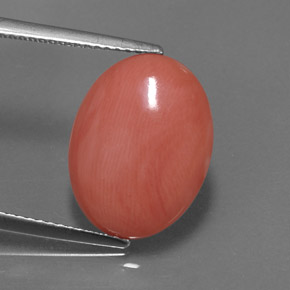 Corallo naturale rosa da 4,97 ct, taglio ovale, opaco