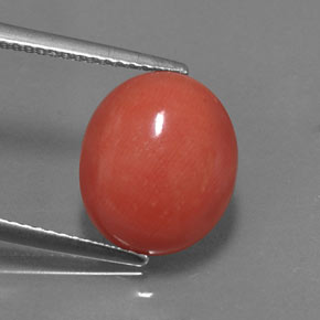 Corallo naturale rosa da 4,34 ct, taglio ovale, opaco