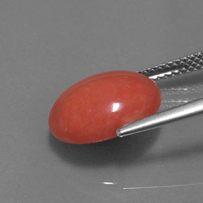 Corallo naturale rosa da 4,34 ct, taglio ovale, opaco