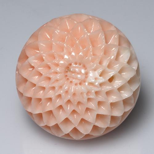 Corallo naturale rosa da 34,14 ct, taglio fiore, opaco