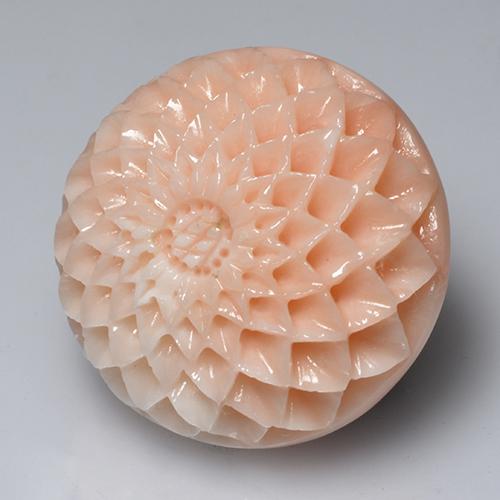 Corallo naturale rosa da 34,14 ct, taglio fiore, opaco