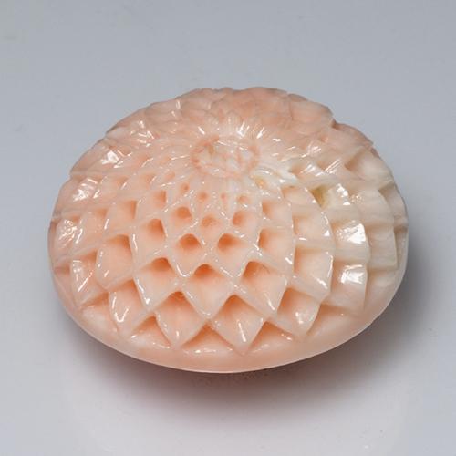 Corallo naturale rosa da 34,14 ct, taglio fiore, opaco