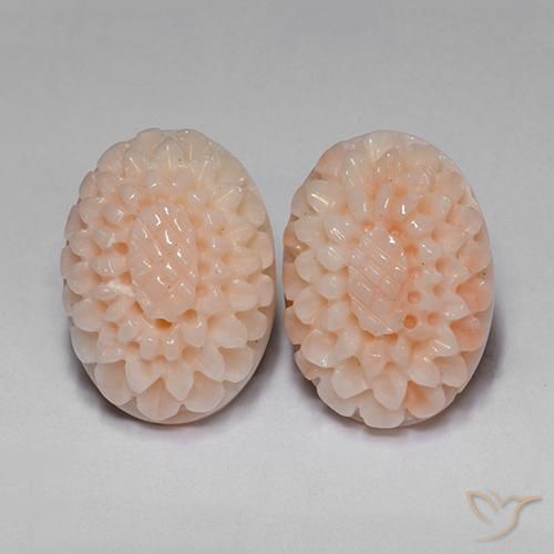 Gemme di Corallo Rosa medio naturale da 14.65 ct, Taglio a fiore, Opaco