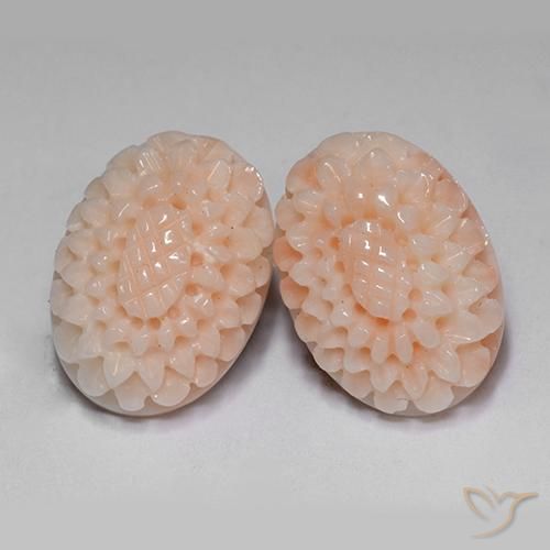 Gemme di Corallo Rosa medio naturale da 14.65 ct, Taglio a fiore, Opaco