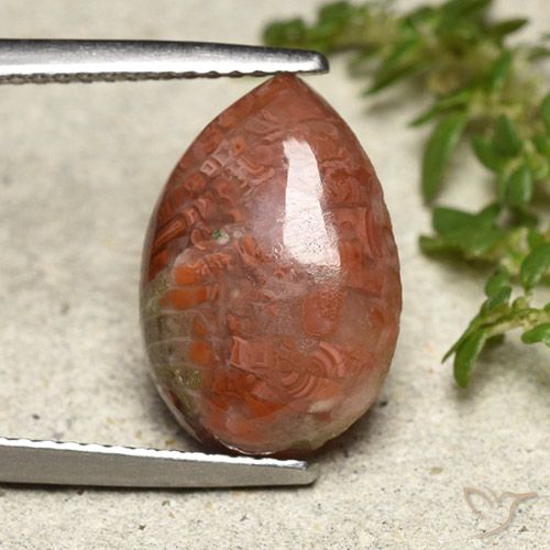 4.69ct Naturale Multicolore Corallo, Forma a pera, Traslucido