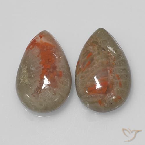 9.70ctw Naturale Multicolore Corallo, Forma a pera, Traslucido