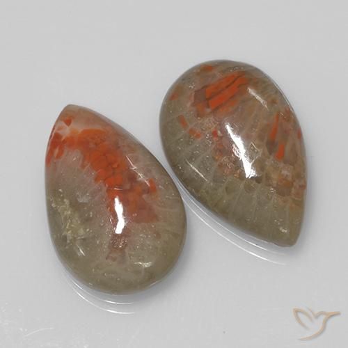 Gemme di Corallo Multicolore naturale da 9.70 ct, Forma a pera, Traslucido