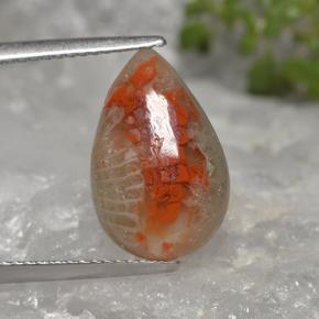 Corallo naturale multicolore da 4,02 ct, taglio a pera, traslucido