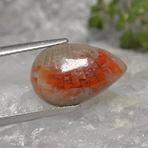 Corallo naturale multicolore da 4,02 ct, taglio a pera, traslucido