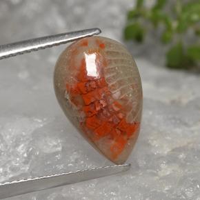Corallo naturale multicolore da 4,02 ct, taglio a pera, traslucido