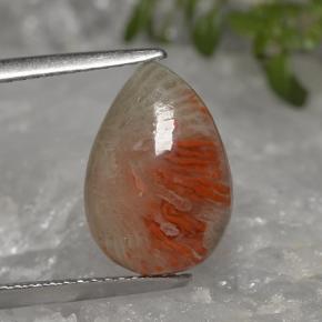 Corallo naturale multicolore da 3,19 ct, taglio a pera, traslucido