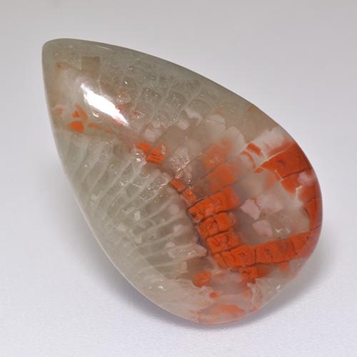 Corallo naturale multicolore da 8,29 ct, taglio a pera, traslucido
