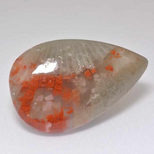 Corallo naturale multicolore da 8,29 ct, taglio a pera, traslucido