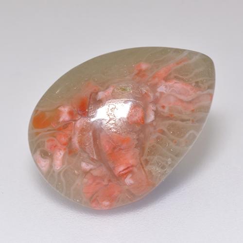 Corallo naturale multicolore da 5,97 ct, taglio a pera, traslucido