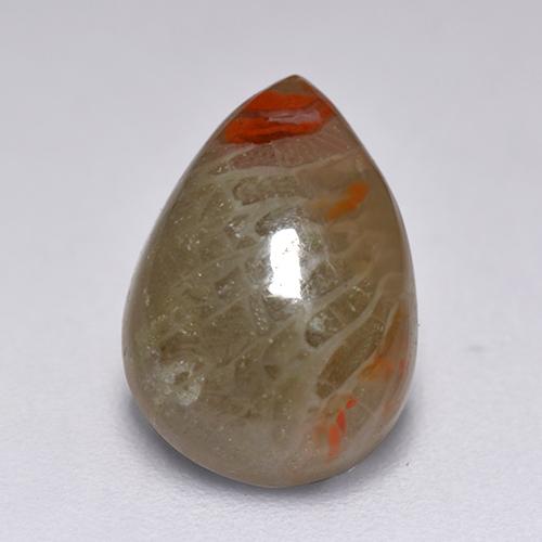 Corallo naturale multicolore da 2,23 ct, taglio a pera, traslucido