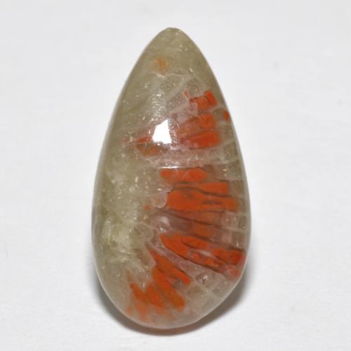 Corallo naturale multicolore da 4,62 ct, taglio a pera, traslucido