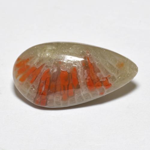 Corallo naturale multicolore da 4,62 ct, taglio a pera, traslucido