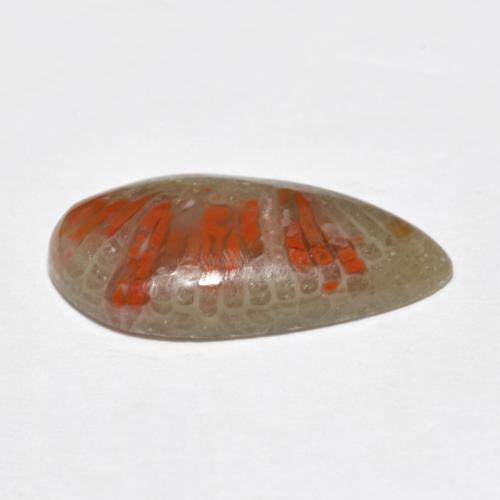 Corallo naturale multicolore da 4,62 ct, taglio a pera, traslucido