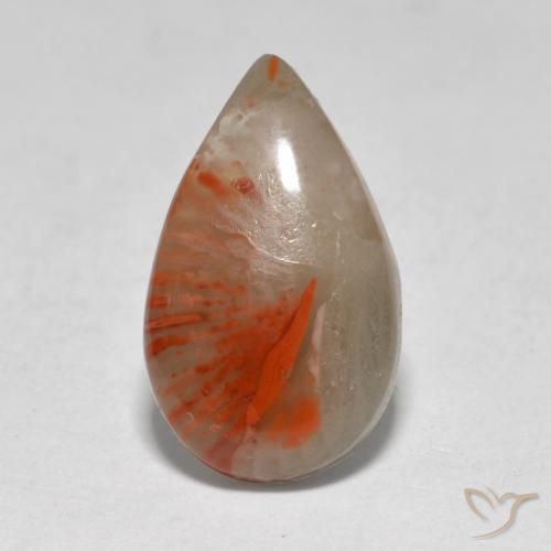 4.61ct Naturale Multicolore Corallo, Forma a pera, Traslucido