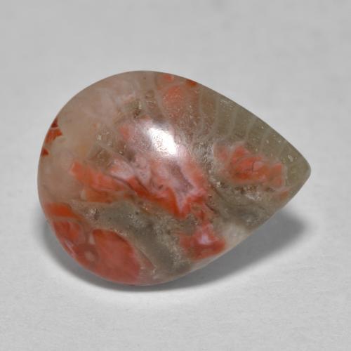 Corallo naturale multicolore da 3,60 ct, taglio a pera, traslucido