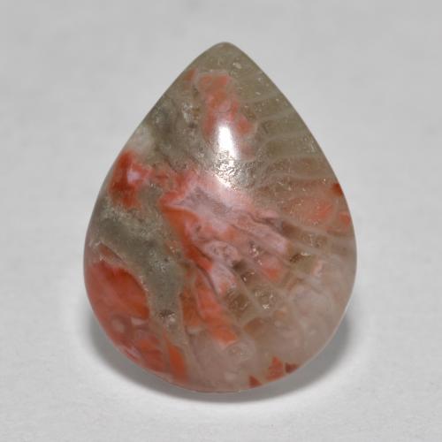 Corallo naturale multicolore da 3,60 ct, taglio a pera, traslucido