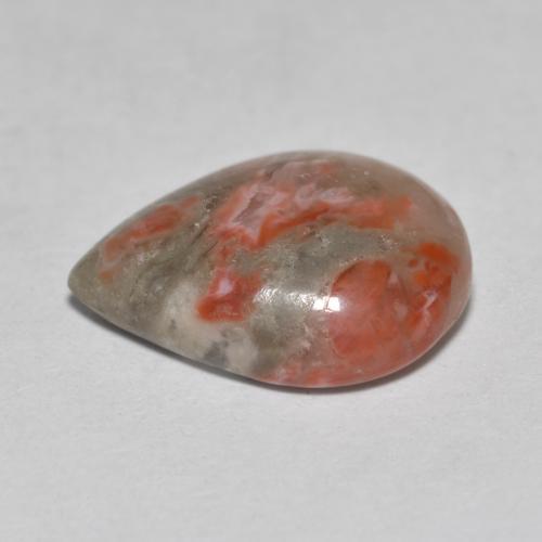 Corallo naturale multicolore da 3,60 ct, taglio a pera, traslucido