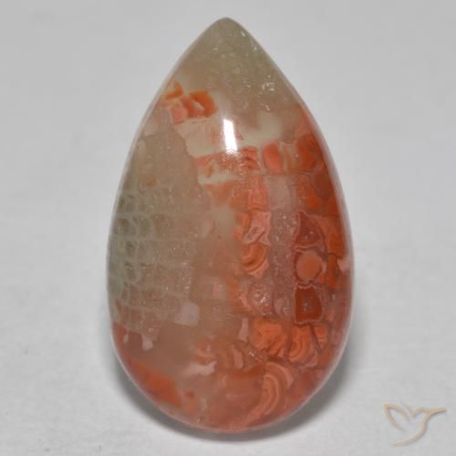 6.49ct Naturale Multicolore Corallo, Forma a pera, Traslucido