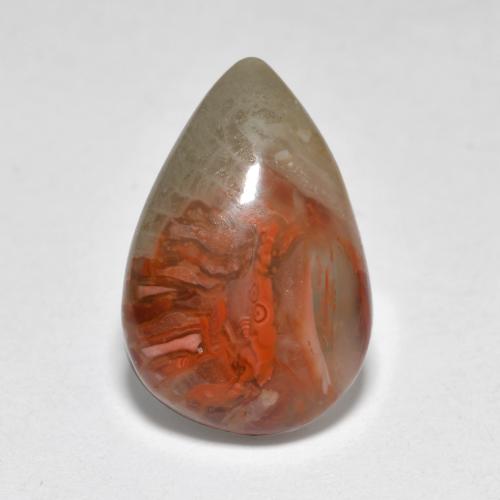 Corallo naturale multicolore da 4,44 ct, taglio a pera, traslucido