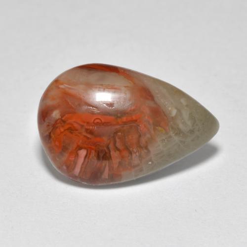 Corallo naturale multicolore da 4,44 ct, taglio a pera, traslucido
