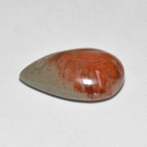 Corallo naturale multicolore da 4,44 ct, taglio a pera, traslucido