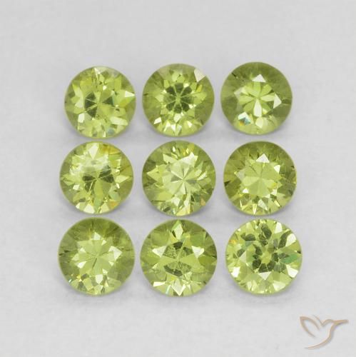 1.41ctw Naturale Verde giallastro Granato demantoide, Rotondo, VS